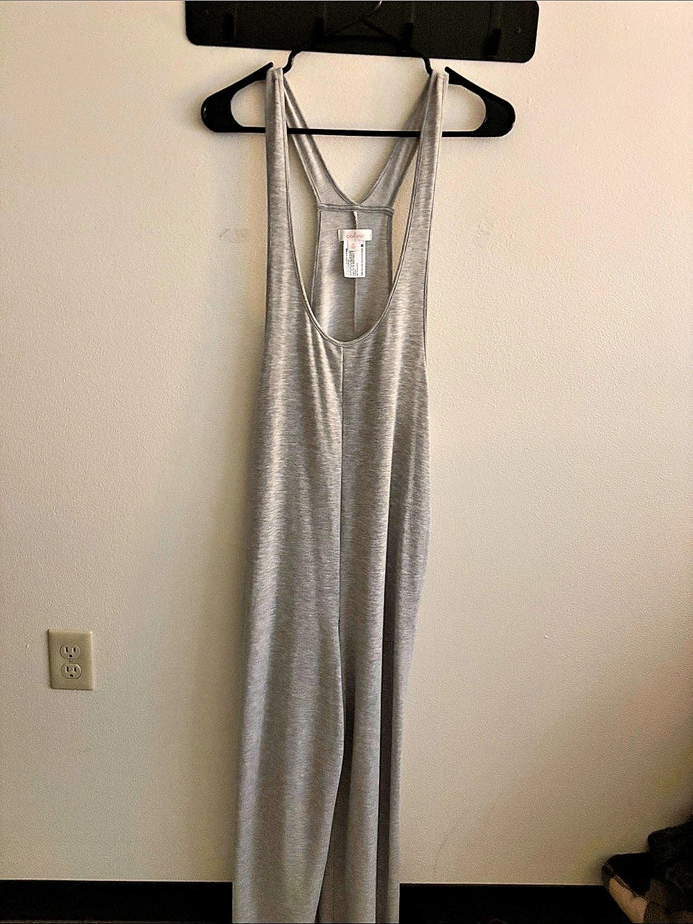 Colsie Heather Gray Wide Leg Pkts White Side Stripe Lounge Jumpsuit Onesie. Med